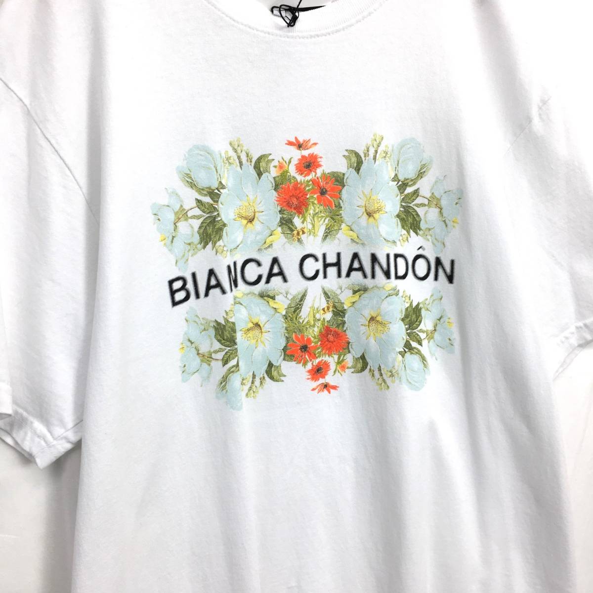 KZ7202★BIANCA CHANDON : フローラルロゴプリントTシャツ★L★白系 定価￥11800- ビアンカシャンドン_画像2