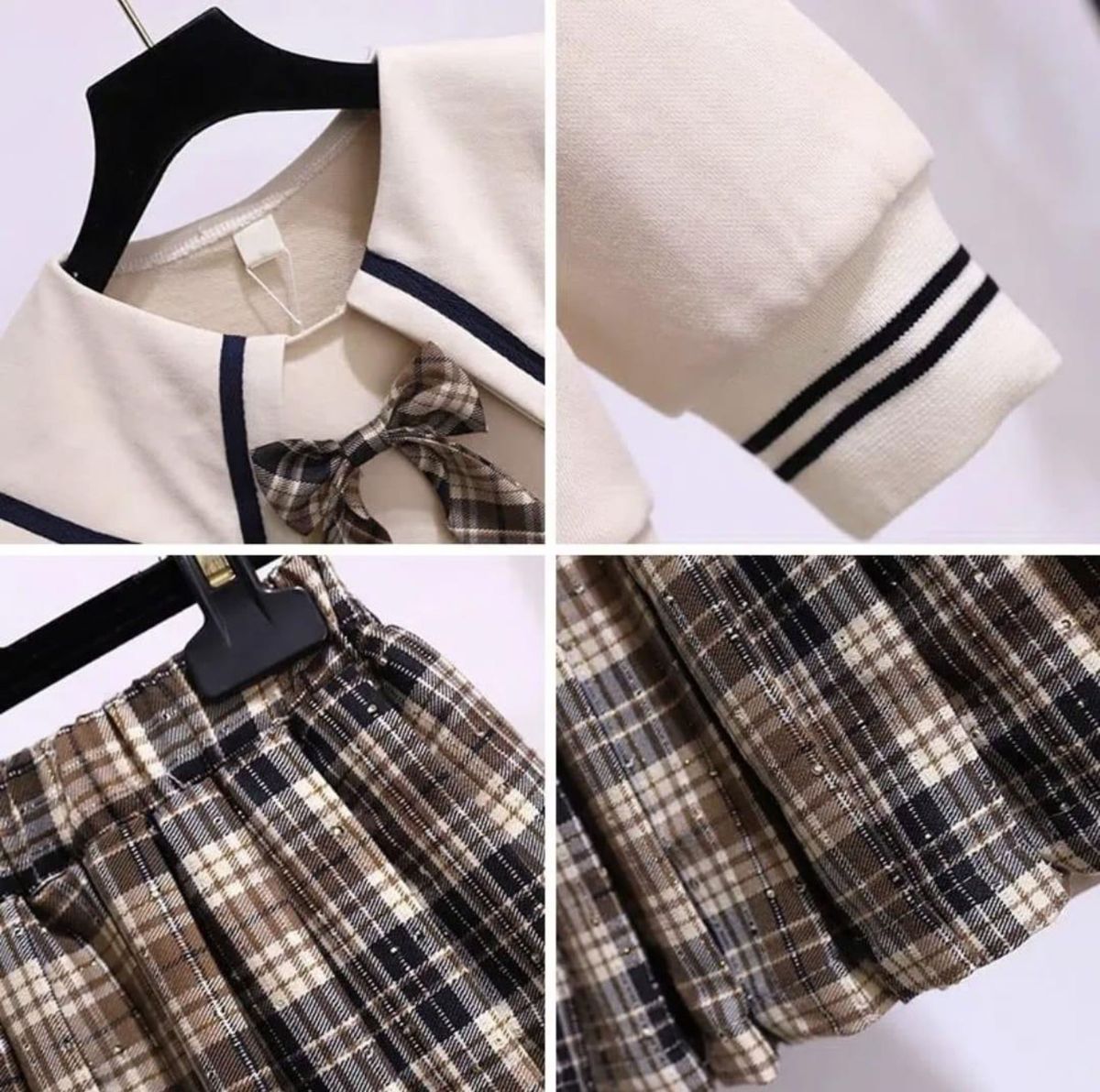 新品 セーラー服風 セットアップ クリーム 160 女の子 ガールズ 学生 制服