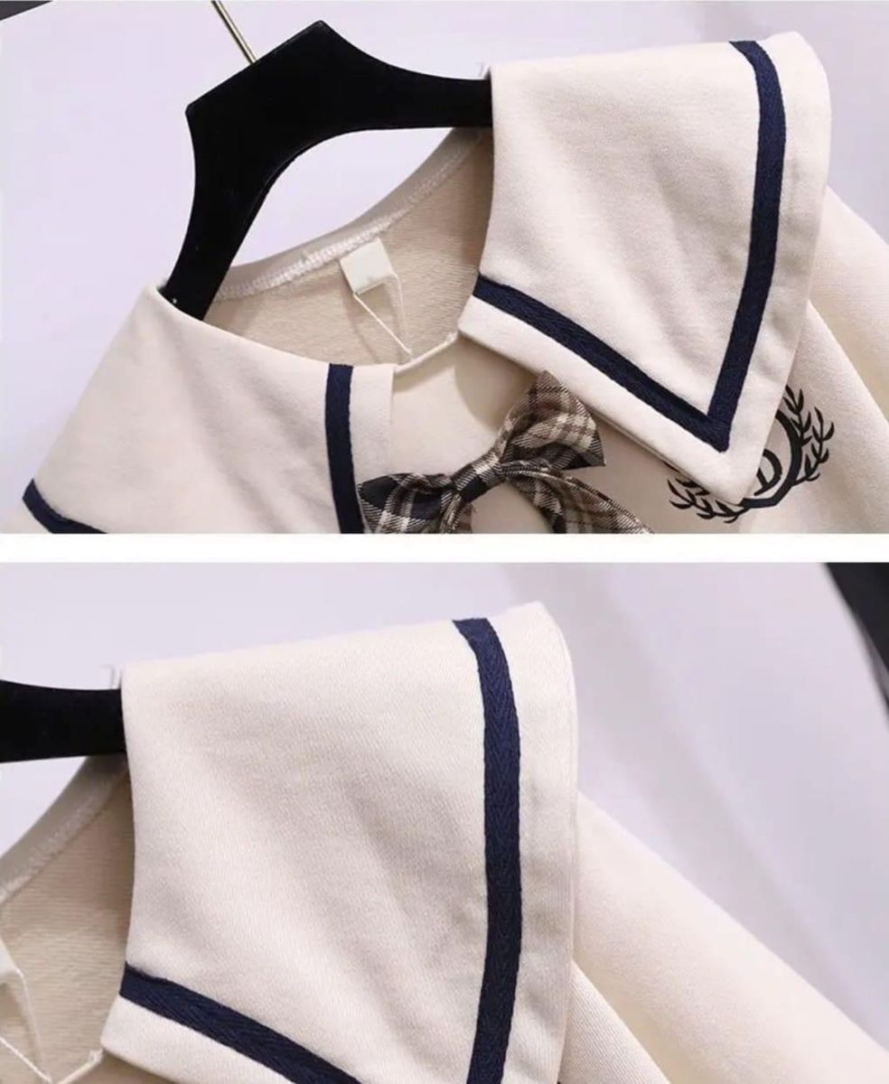 新品 セーラー服風 セットアップ クリーム 170 女の子 ガールズ 学生 制服