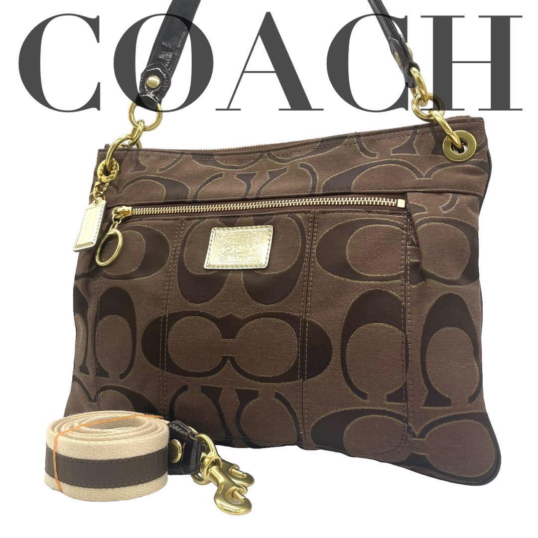 美品 COACH シグネチャー ショルダーバッグ コーチ 2way ブラウン