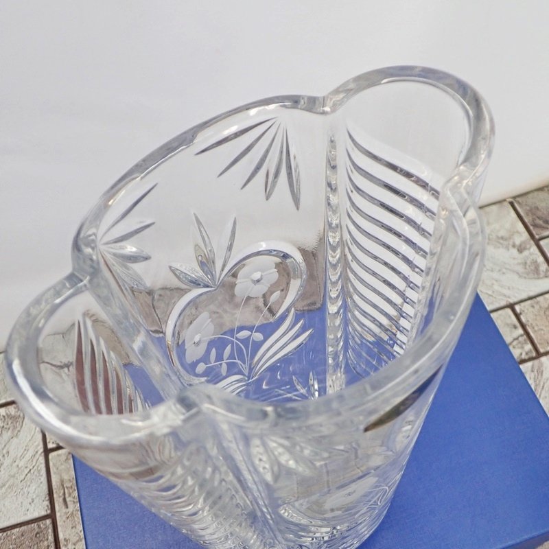 【 未使用 】 HONOUR CRYSTAL 花瓶 クリスタルガラス製 スロバキア製 花器 高さ23cm ベルモンドジャパン