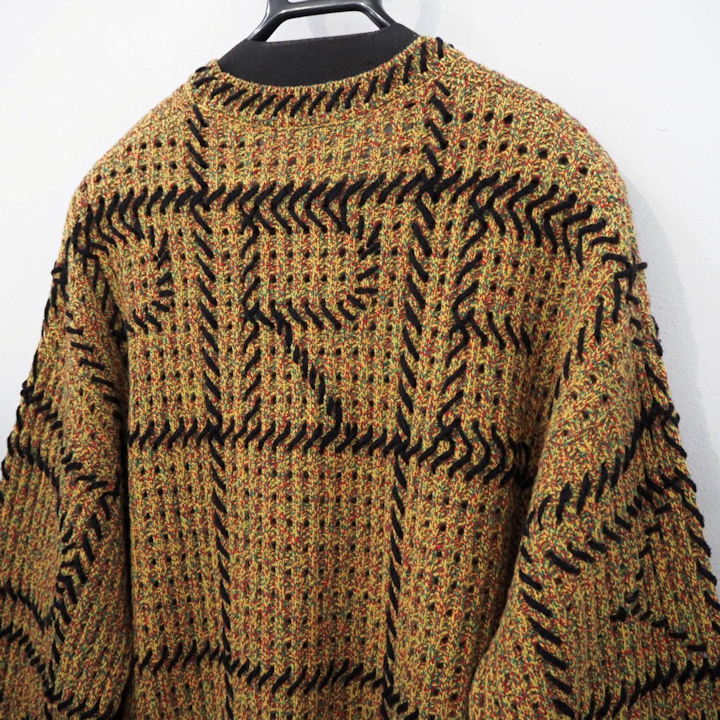 新品 正規品 シュプリーム 23ss キルト ステッチ ニット 黄色 イエロー メンズ XL 2XL サイズ Supreme Quilt Stitch Sweater ロゴ セーター_画像4