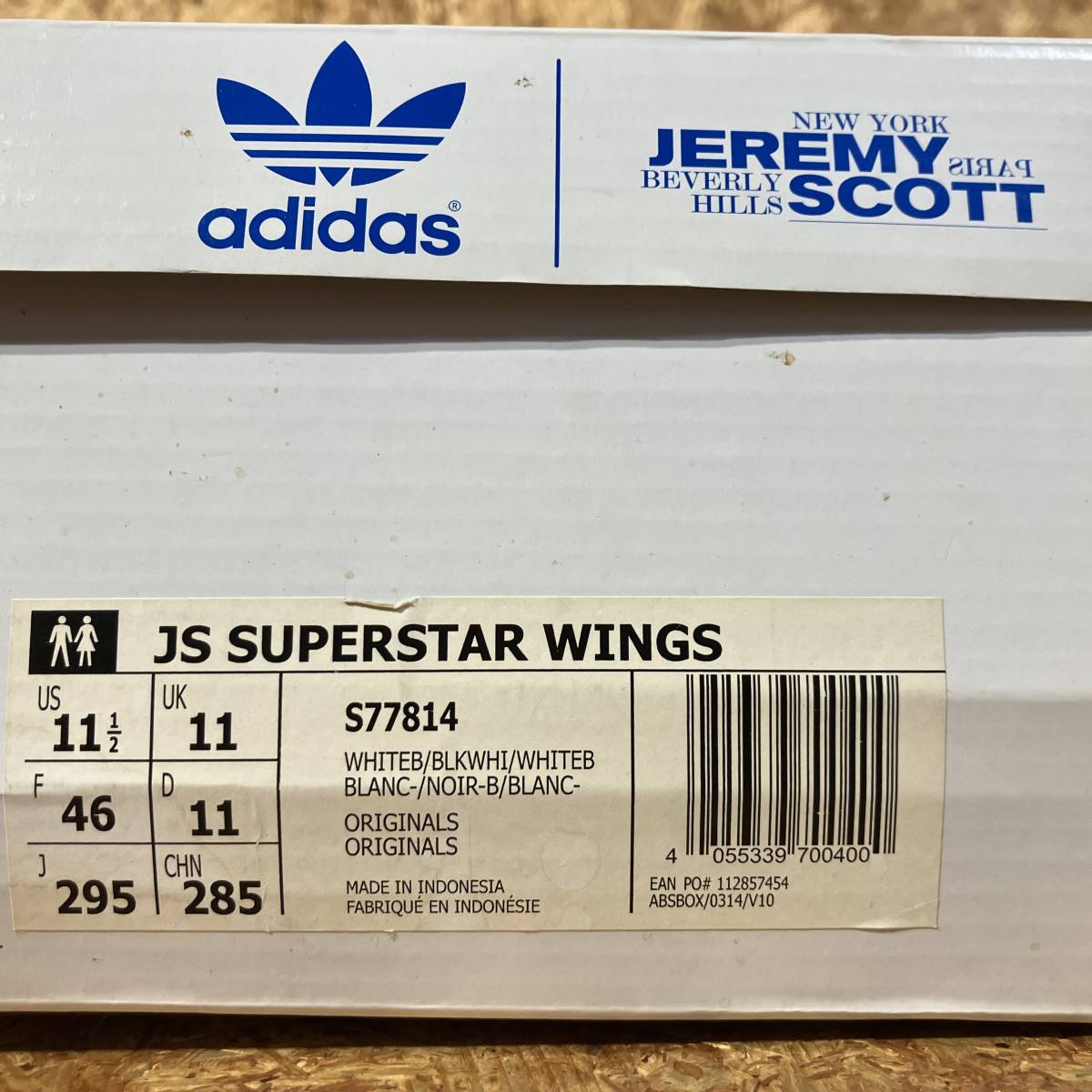 adidas JS SUPER STAR WINGS US11.5 29.5cm collaboration special order limitation superstar super Star JEREMY SCOTT Jeremy Scott wing 