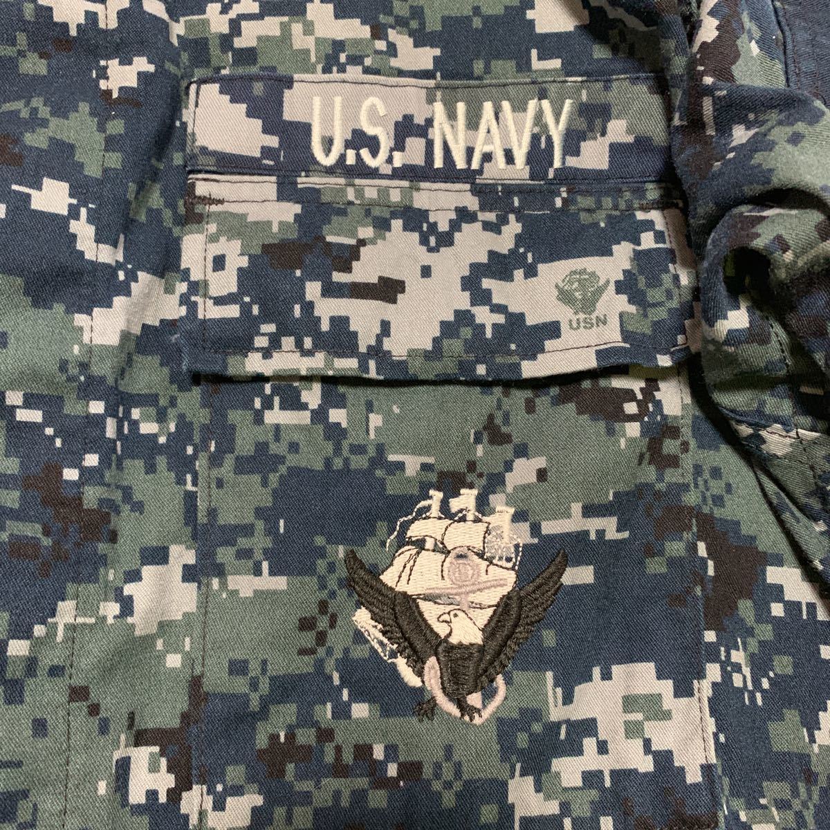 米軍 米海軍 実物 ネイビー デジタル カモフラージュ US NAVY サイズ M/XLong 中古 良品_画像2