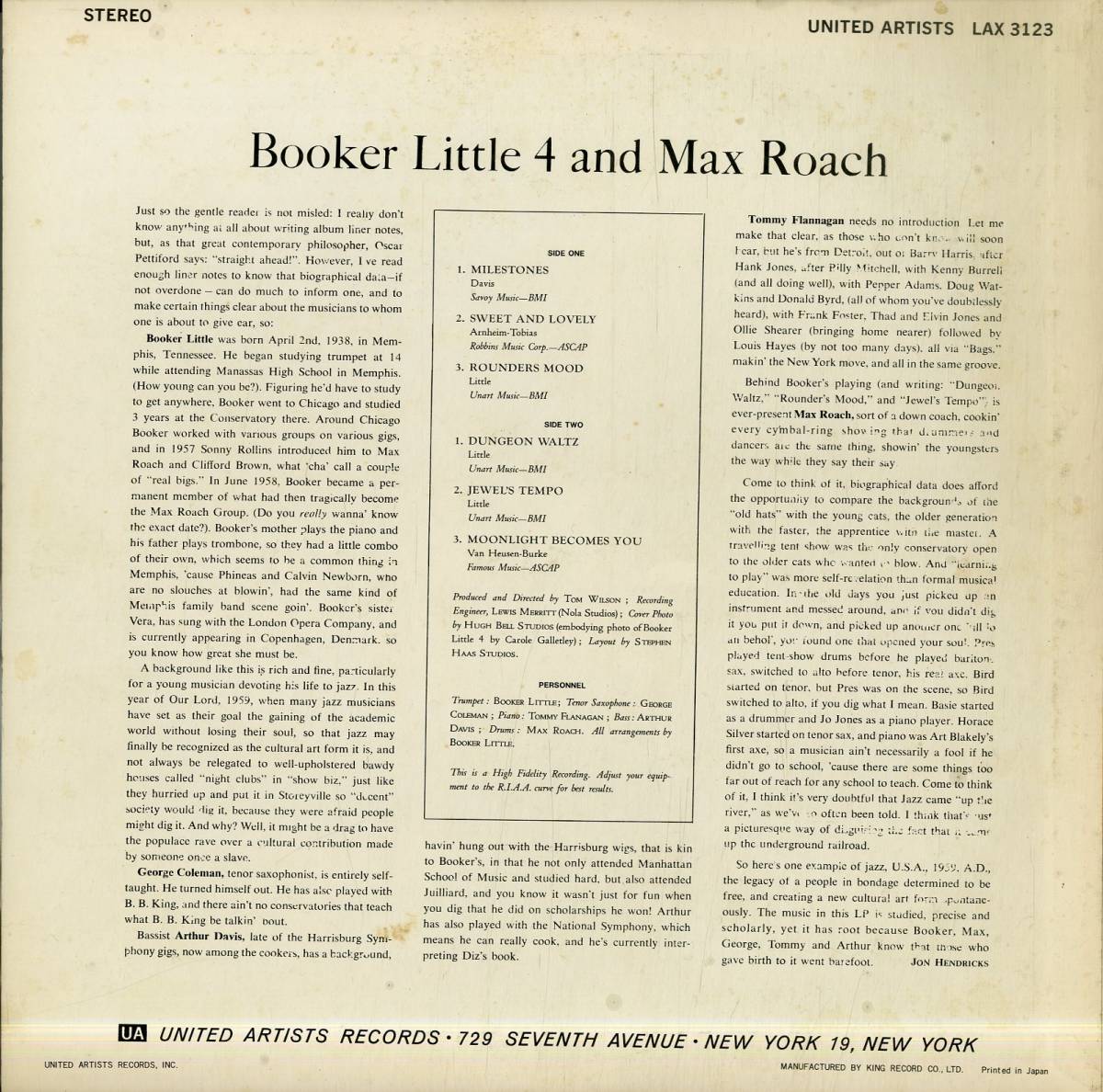 A00574514/LP/Booker Little And Max Roach「Booker Little 4 & Max Roach」_画像2