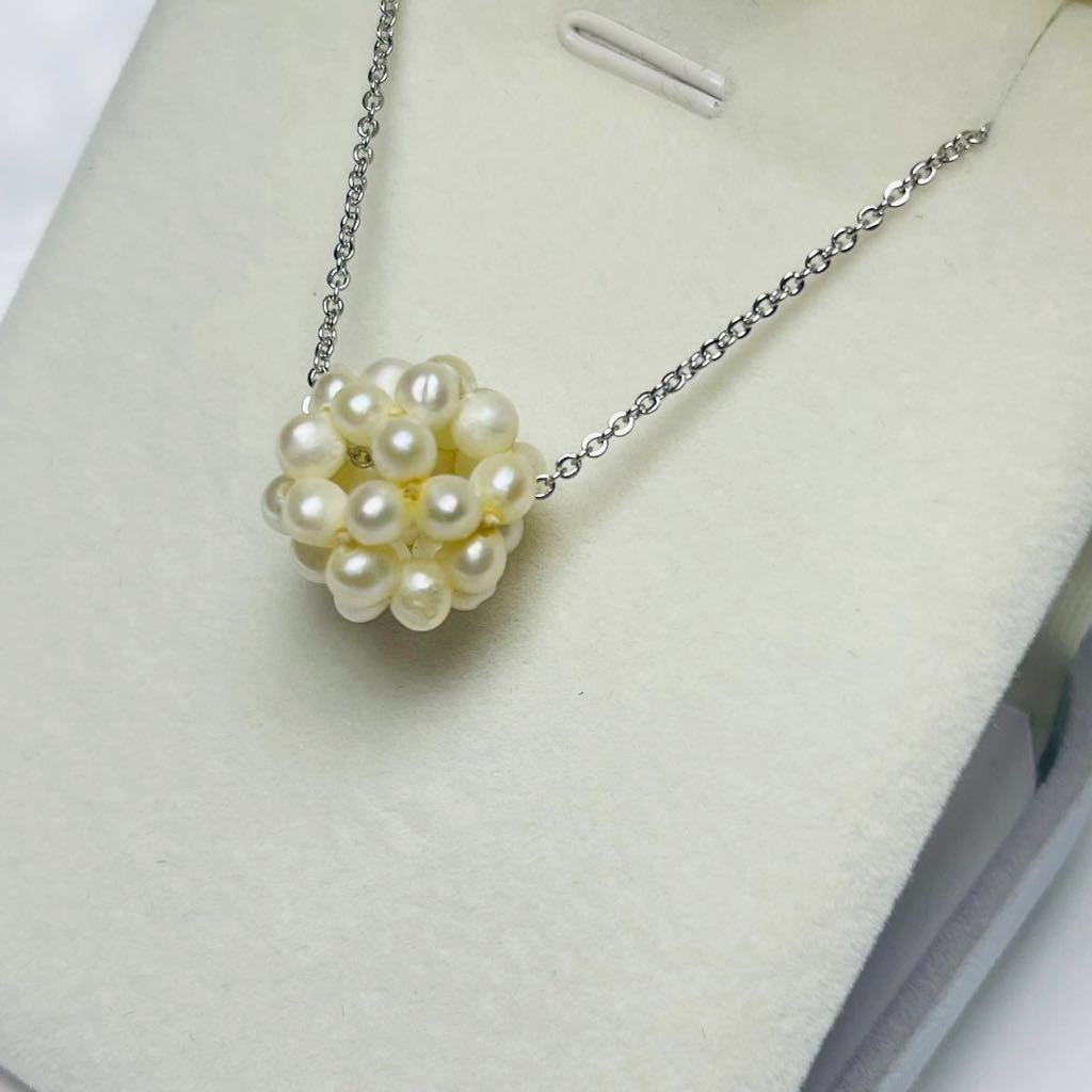 素敵！本真珠　パールネックレス 3.5mm 45cm 天然石ネックレス シルバー　刻印 国産 _画像3