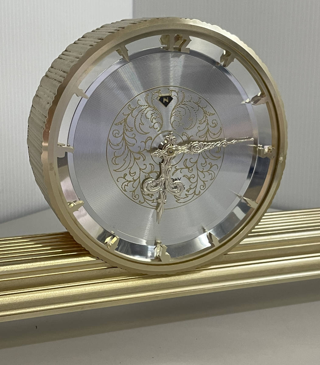 【可動品】日本美術時計 Nマーク 30DAY 7JEWELS 置時計 ゼンマイ式 ビンテージ アンティーク_画像2