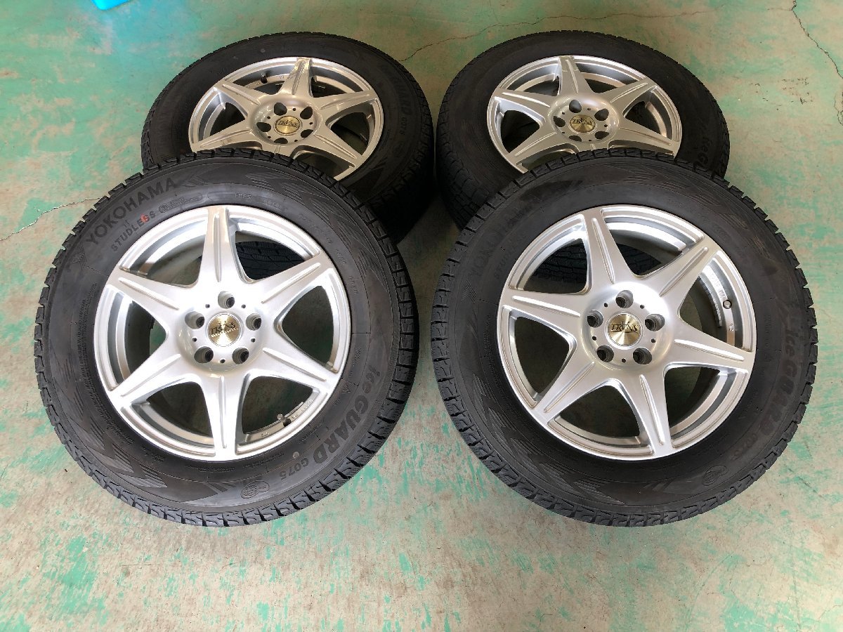 バリ溝 2018年製 スタッドレス set YOKOHAMA ICE GUARD G075 225/65R17 17×7J +38 5H PCD114.3 ハリアー RAV4 NX 等 P220627c_画像1