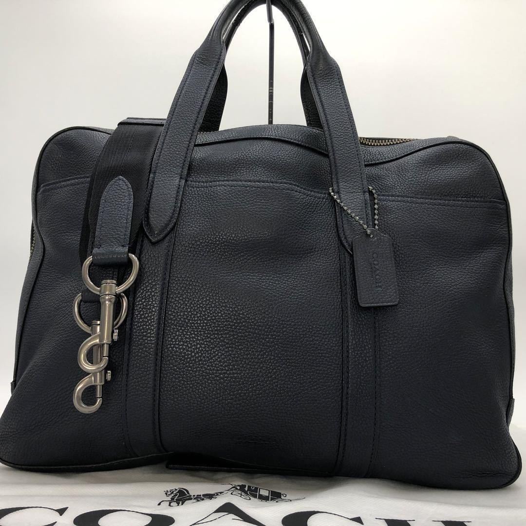 1円『希少・美品』COACH コーチ メトロポリタン ビジネスバッグ ブリーフケース ショルダー 2way A4可 ネイビー 本革 レザー メンズ 通勤_画像2