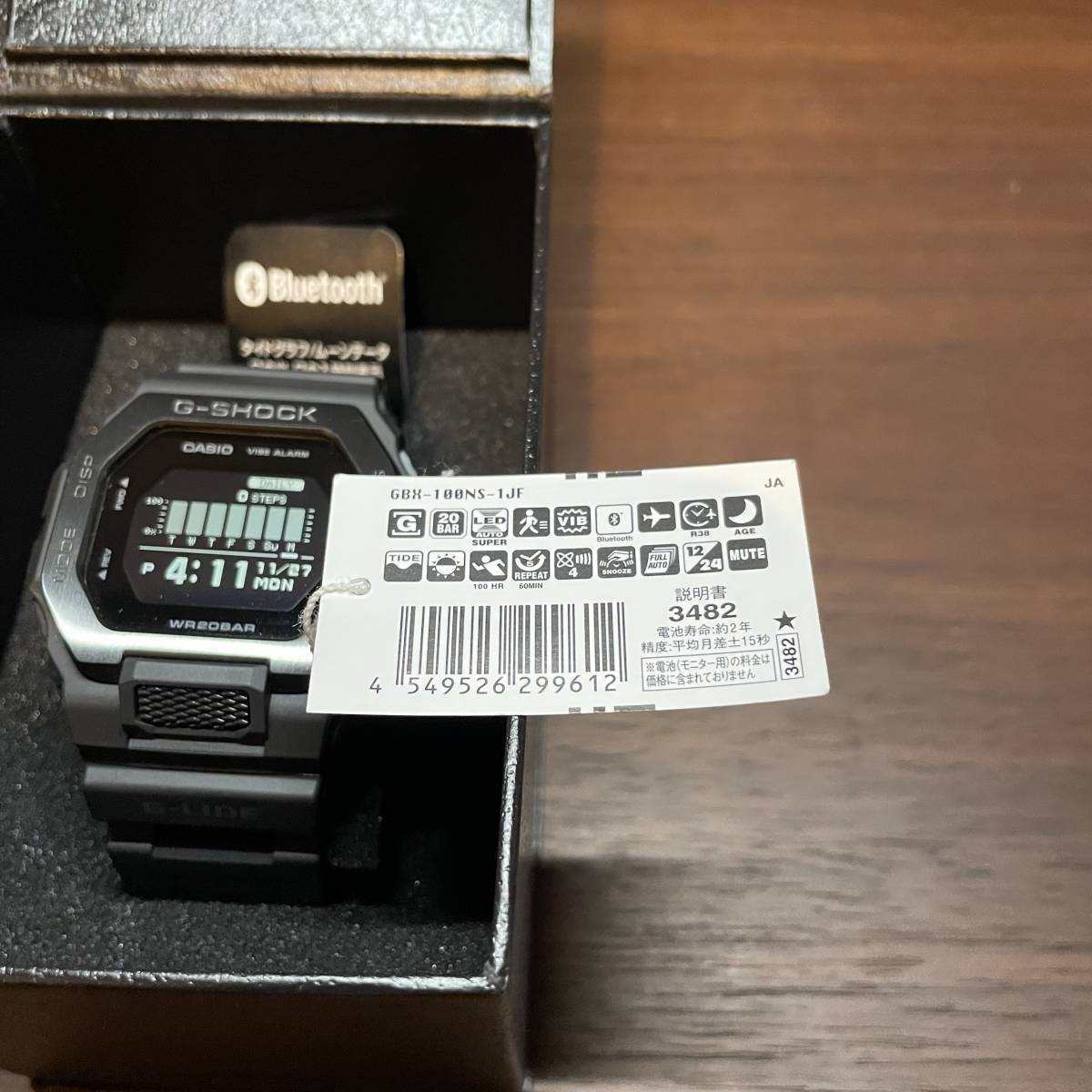 新品未使用 タグ付き 国内正規品 CASIO G-SHOCK G-LIDE Bluetooth GBX-100NS-1JF メンズ ブラック モバイルリンク タイドグラフ_画像3