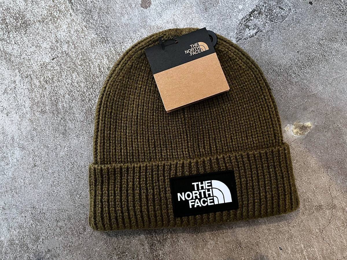 送料￥380 新品 正規品 USA限定 日本未発売 The North Face ノースフェイス ロゴ ビーニー ニットキャップ ミリタリーオリーブ 男女兼用_画像4