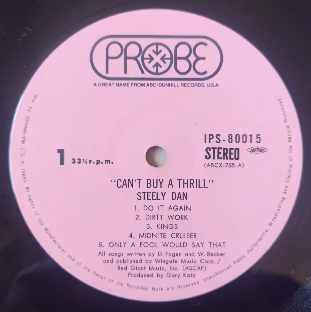 Steely Dan Can't Buy A Thrill/1974年国内再発盤Probe IPS-80015_画像3