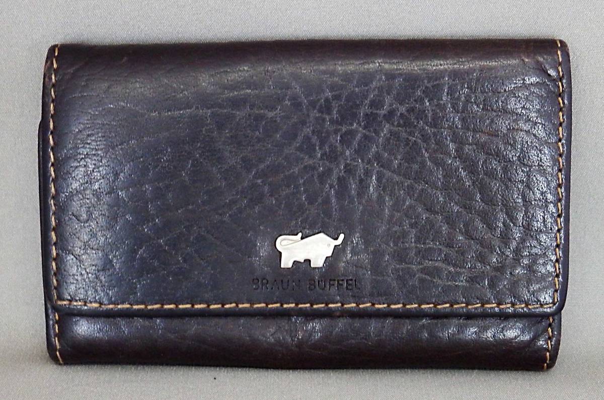 EU-9487■BRAUN BUFFEL ブラウンビュッフェル 6連キーケース GERMANY ドイツ製 本革 焦げ茶 中古_画像1