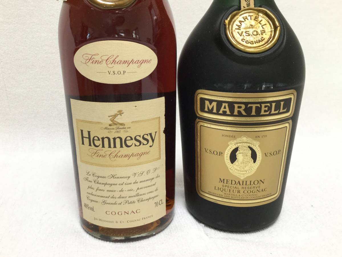 未開栓 古酒 Hennessy ヘネシー VSOP ファインシャンパーニュ スリムボトル ＆ MARTELL マーテル VSOP まとめて2本セット 箱付 _画像4