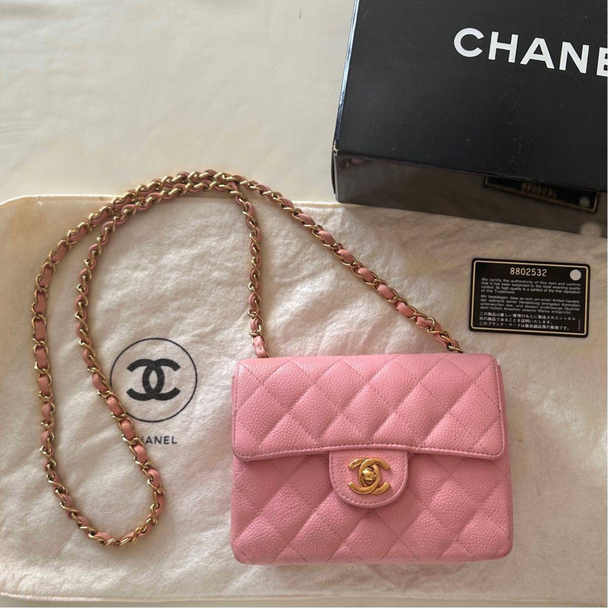 正規品　鑑定済み　シャネル　CHANEL ミニマトラッセ　キャビアスキン　ピンク　チェーンショルダーバッグ ヴィンテージ 斜め掛ける　美品_画像1