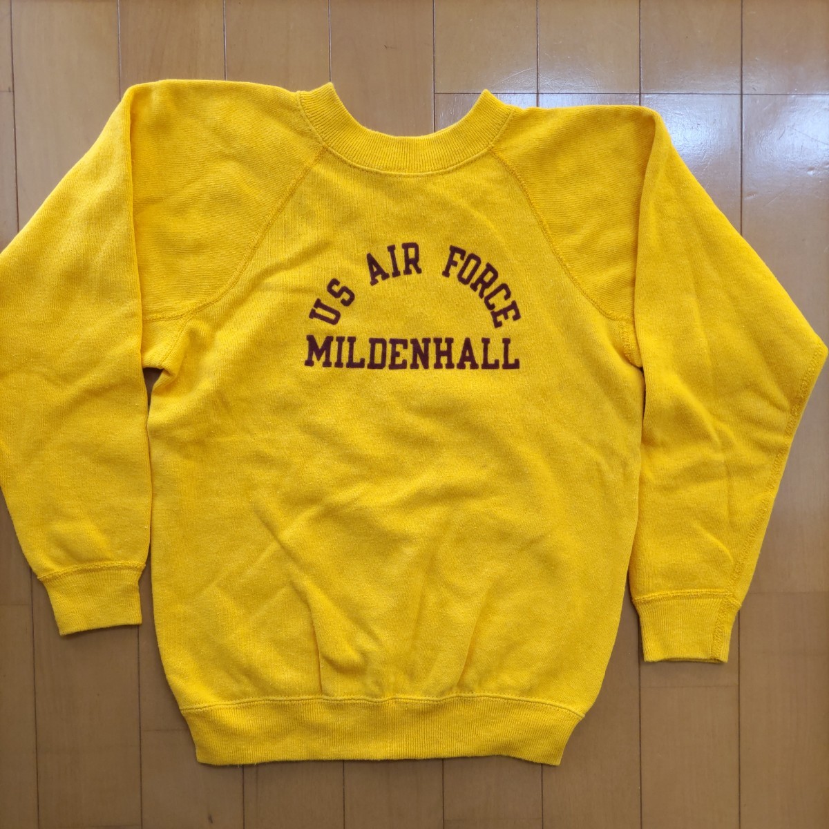 ヴィンテージ 70s チャンピオン champion スウェット US AIR FORCE MILDENHALL フェルトプリント　キッズUS Ｍ_画像1