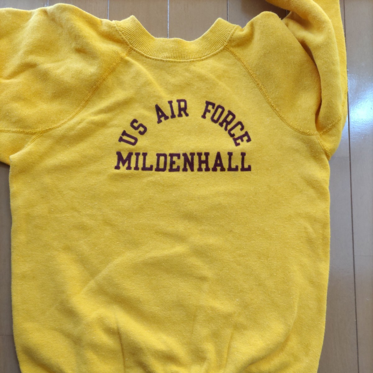 ヴィンテージ 70s チャンピオン champion スウェット US AIR FORCE MILDENHALL フェルトプリント　キッズUS Ｍ_画像8