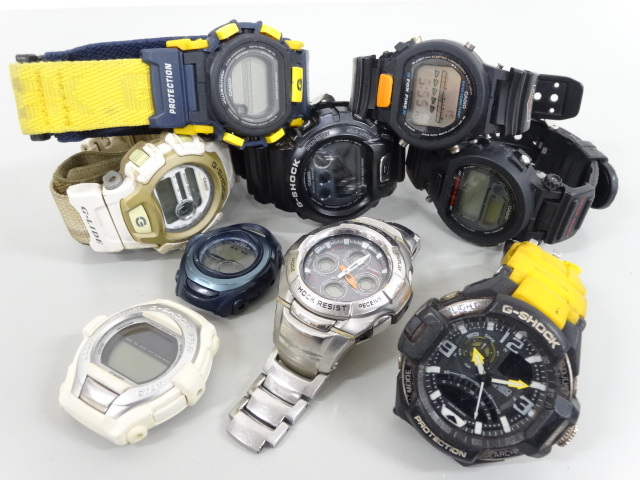 ジャンク 9点セット まとめて CASIO カシオ G-SHOCK Gショック GW-A1100ADWR DW-6900 反転液晶 他 腕時計 ブラック ホワイト シルバー _画像1