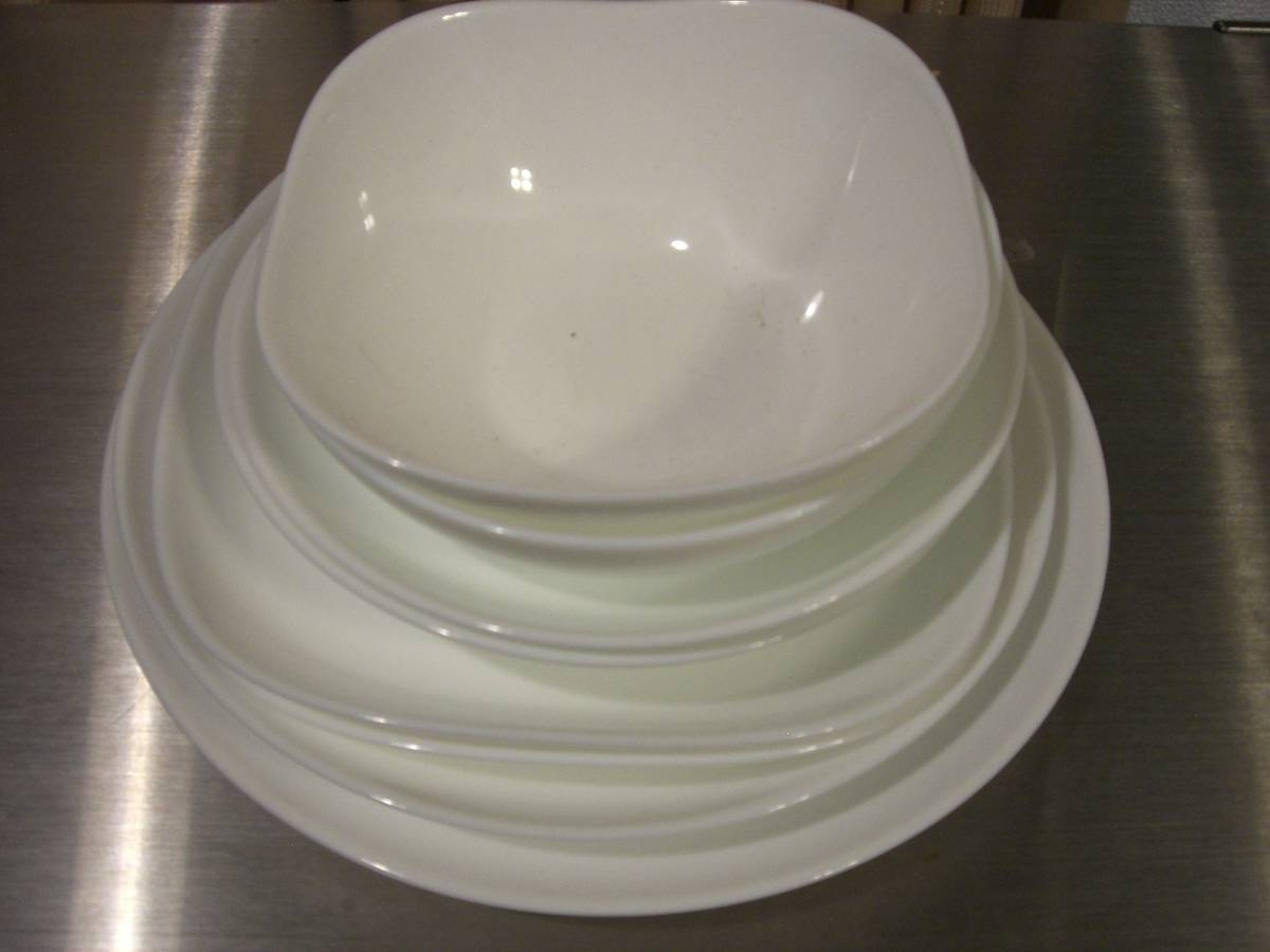 中古品 ヤマザキ白い皿 プレート 強化ガラス アルクフランス社製 お得 統一感 センス テレワーク 家族 の画像5
