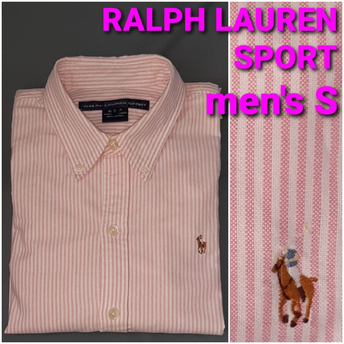 RALPH LAUREN SPORT BDシャツ メンズS ストライプ_画像1