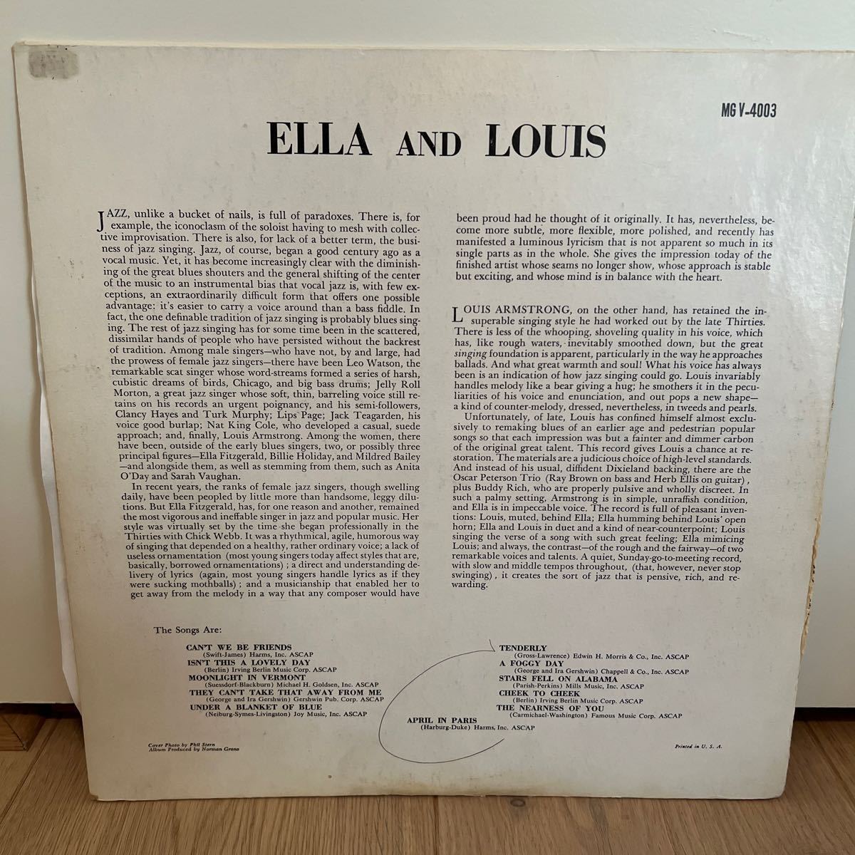 オランダ盤　ジャンク気味　両面DG深溝　ELLA FITZGERALD LOUIS ARMSTRONG ella and louis MGV4003 LPレコード_画像2