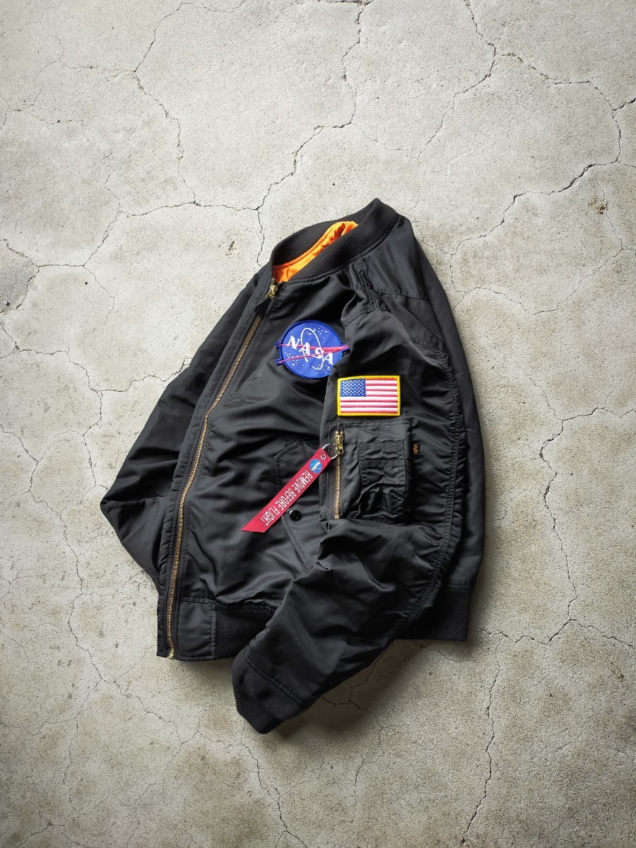 NASA 100周年モデル【美品】ALPHA INDUSTRIES 黒 Lフライトジャケット L-2B アルファ ma1 b15 ボンバージャケット ブルゾン VINTAGE EDWIN_画像10