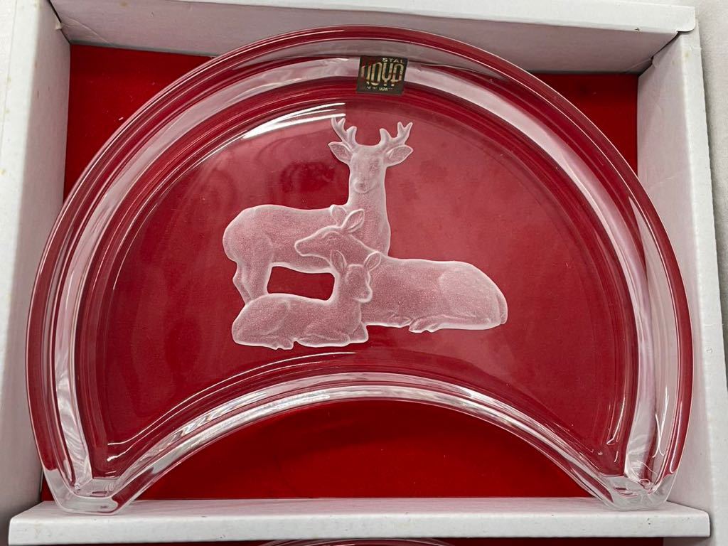 HOYA クリスタル 鹿景クリスタル 銘々皿 ガラス皿 小鉢 デザート皿 3点セットの画像2