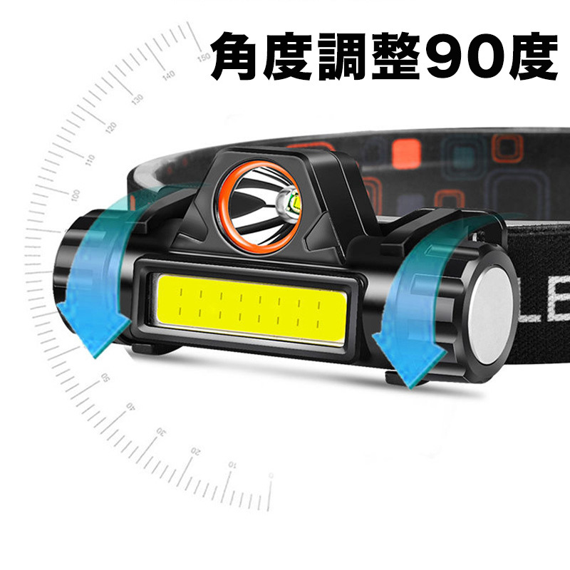 LED ヘッドライト USB 充電式 小型 軽量 明るい 2個セット 防水 アウトドア 自動車 バイク メンテナンス ウォーキング 夜釣 災害 夜間作業_画像5