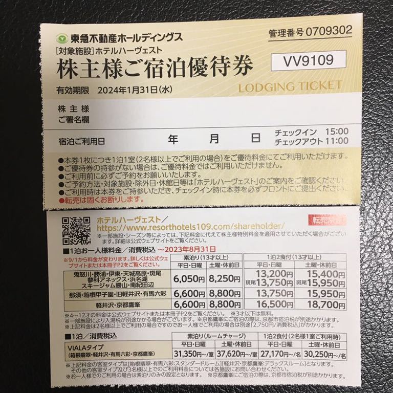 東急不動産　株主優待　ハーヴェスト リゾートホテル　宿泊優待券 複数あり　那須 鬼怒川 箱根 軽井沢 ハーベスト　おまけ付_画像2