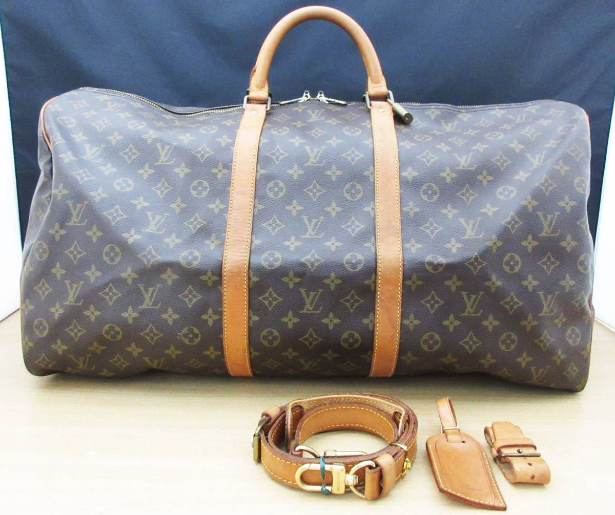 Q10-074 ヴィトン ボストンバッグ キーポル バンドリエール 60 モノグラム M41412 旅行かばん 2WAY LOUIS VUITTON_画像1