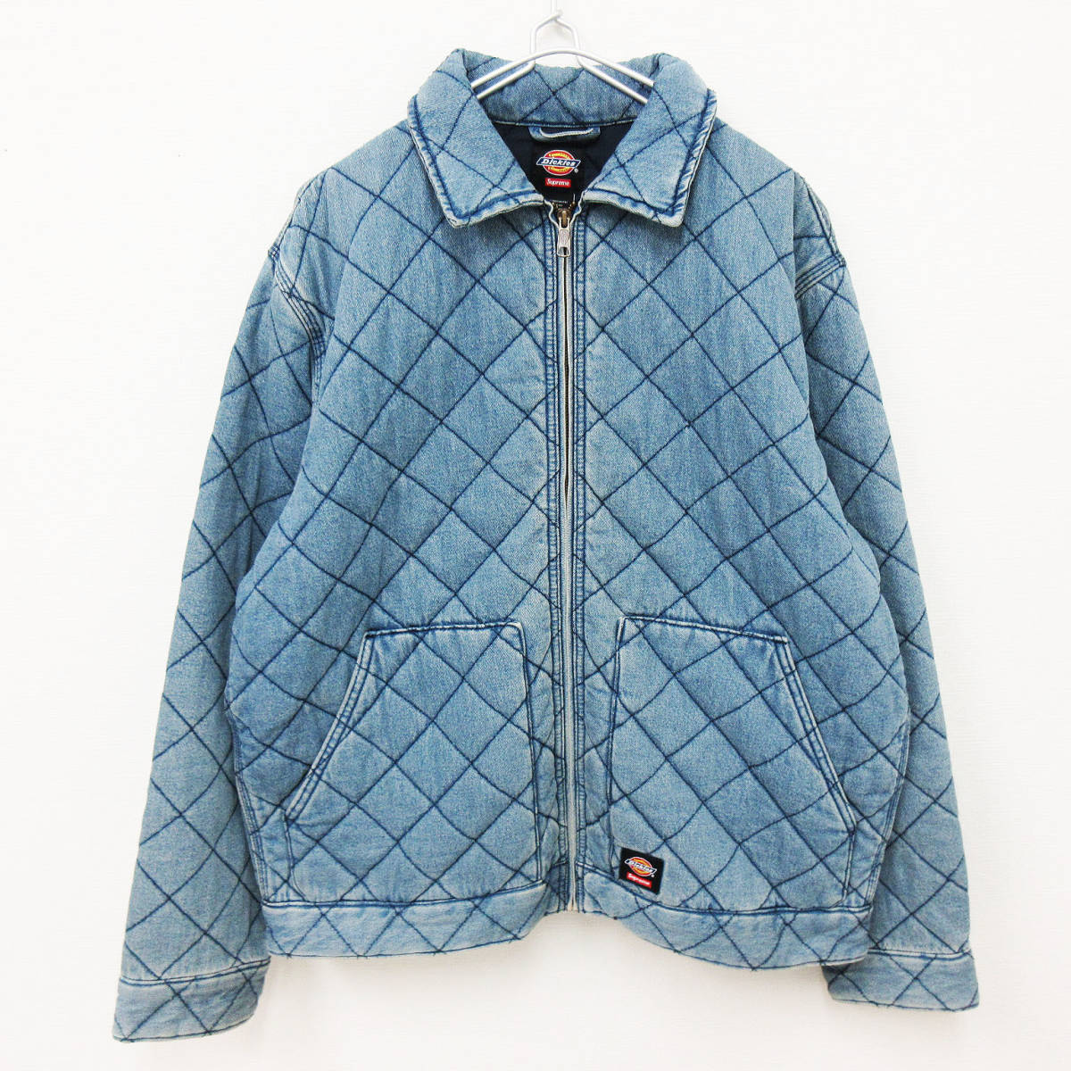 KM-3388【ワークジャケット】SUPREME × Dickies★21AW Quilted Denim Work Jacket★L★シュプリーム×ディッキーズ★デニム★キルティング_画像1