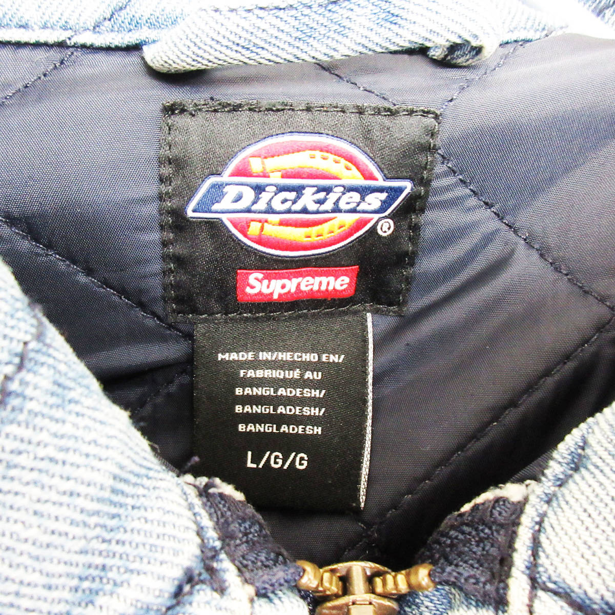 KM-3388【ワークジャケット】SUPREME × Dickies★21AW Quilted Denim Work Jacket★L★シュプリーム×ディッキーズ★デニム★キルティング_画像7