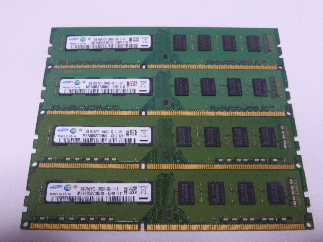 メモリ デスクトップ用 Samsung 1.5V DDR3-1333 PC3-10600 4GBx4枚 合計16GB 起動確認済みですが一応ジャンク品扱いです_画像1