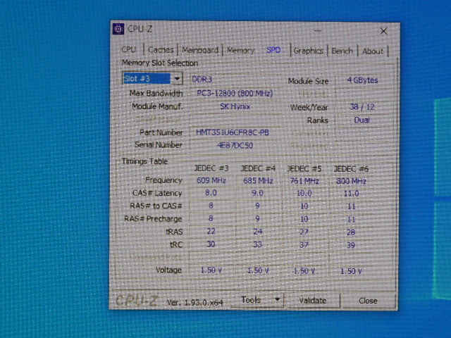 メモリ デスクトップパソコン用 hynix1.5V DDR3-1600 PC3-12800 4GBx4枚 合計16GB 起動確認済みですが一応ジャンク品扱いです_画像8