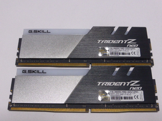 メモリ デスクトップパソコン用 G.SKILL TRIDENT Z NEO RGB DDR4-3600 PC4-28800 16GBx2枚 合計32GB F4-3600C16D-32GTZNC 起動確認済です_画像1