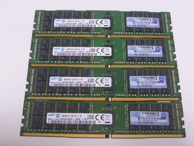 メモリ サーバーパソコン用 1.20V Samsung PC4-17000P(DDR4-2133P) ECC Registered 16GBx4枚合計64GB 起動確認済です M393A2G40EB1-CPB3Q②