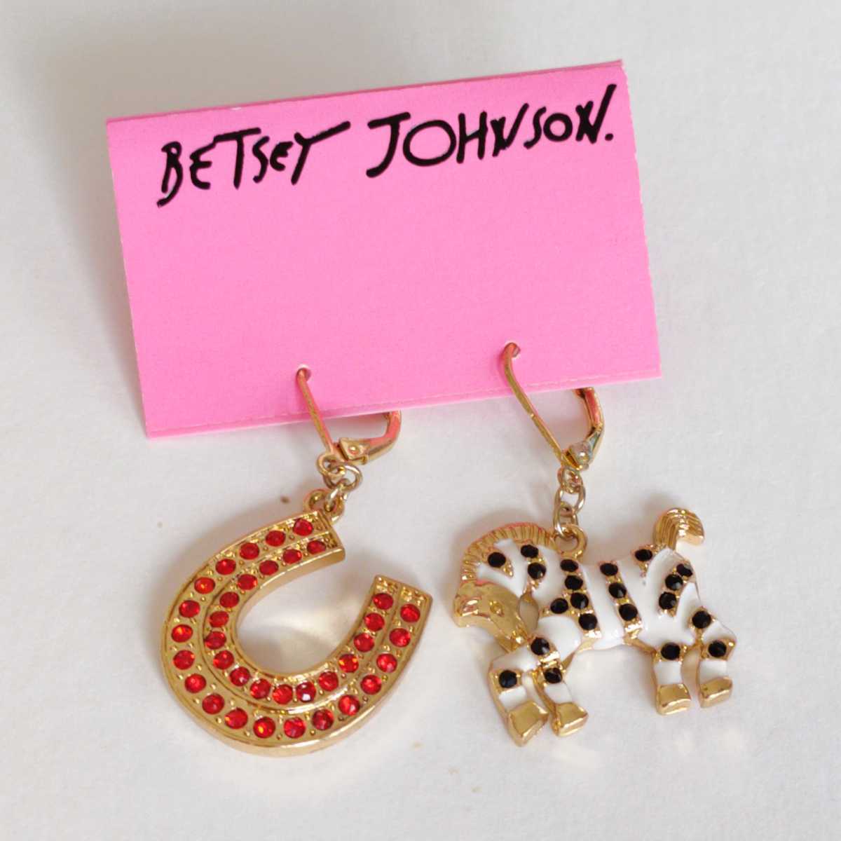  new goods BETSEY JOHNSON zebra x hose shoe. earrings 