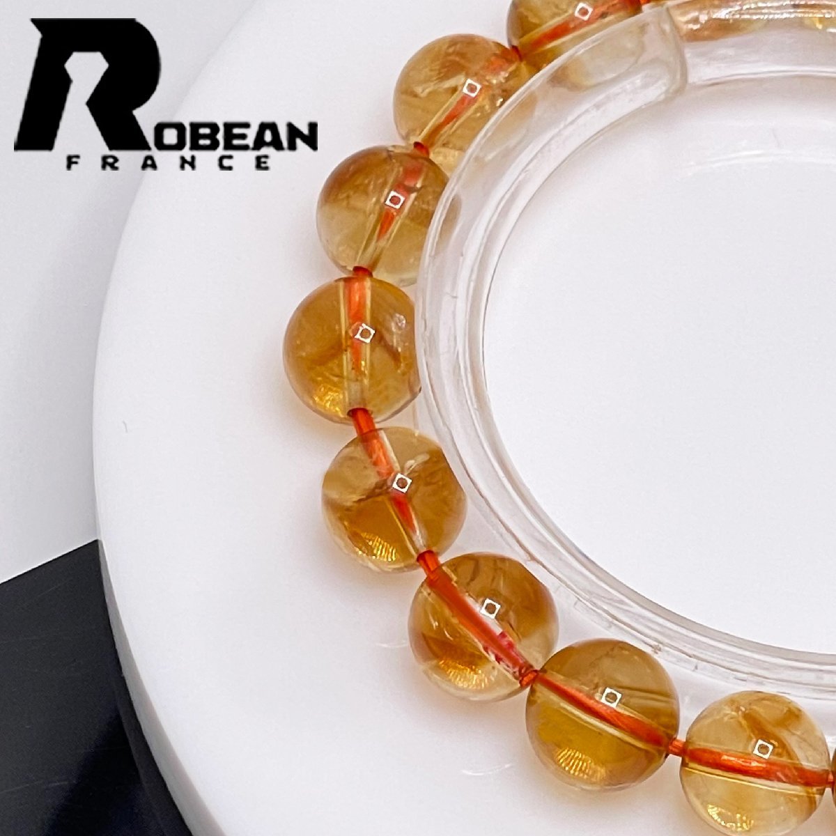 夢色 EU製 定価5万円★ROBEAN・シトリンファントム★パワーストーン ブレスレット 天然石 原石 綺麗 高級 お守り 9.3-9.7mm 1002H010_画像3