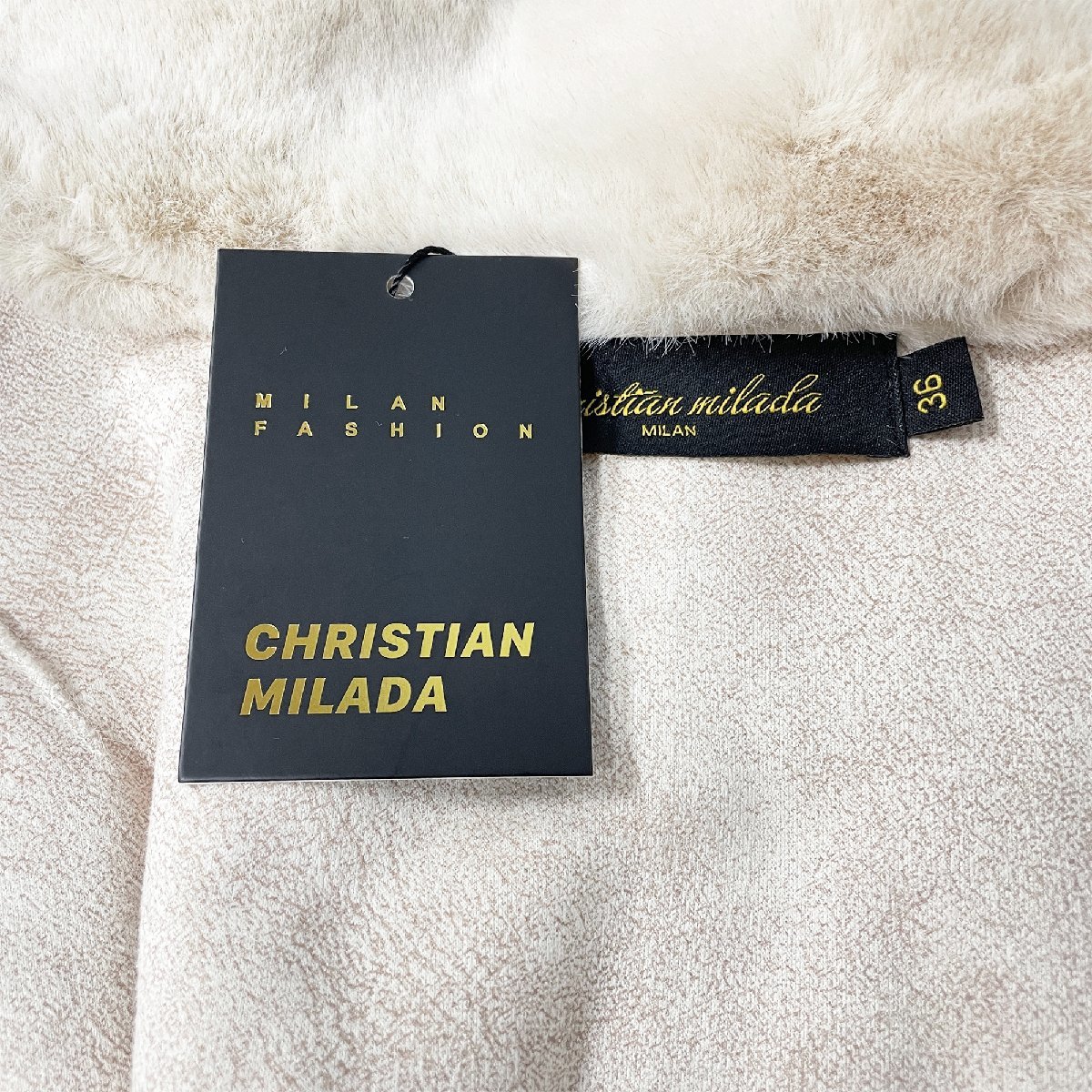 定価10万★christian milada・ミラノ発・豪華毛皮コート★ミンク/カシミヤ混 ふわふわ 可愛い 防寒 防風 もふもふ キレイめ レディース M_画像8