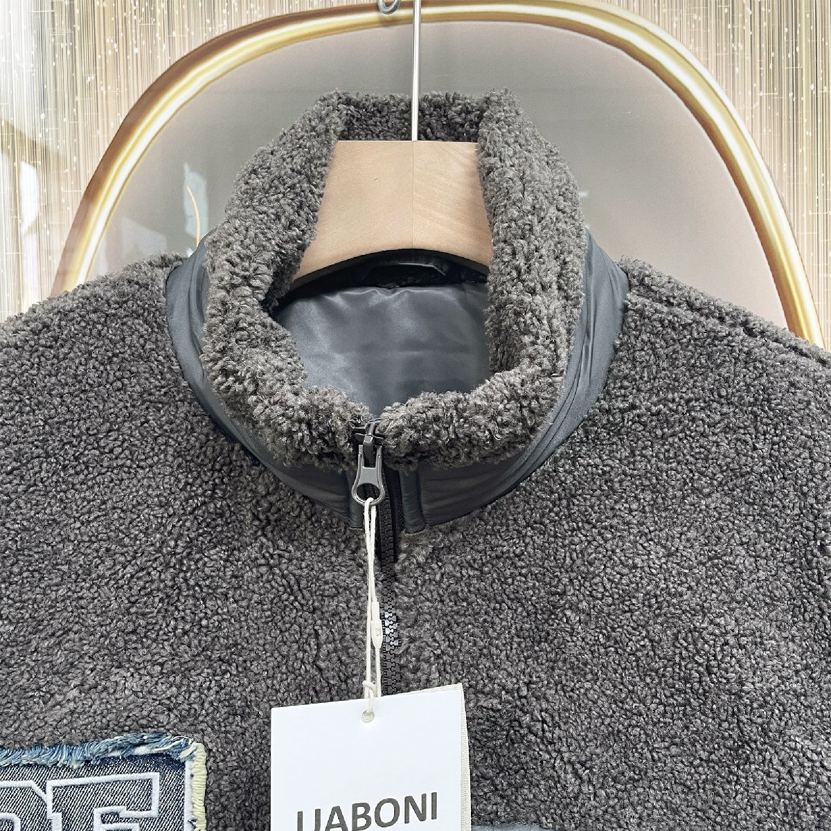 個性EU製＆定価8万◆UABONI*Paris*ボアジャケット*ユアボニ*パリ発◆ミンク/カシミヤ 肉厚 防寒 デニム 刺 ストリート アメカジ XL/50_画像4