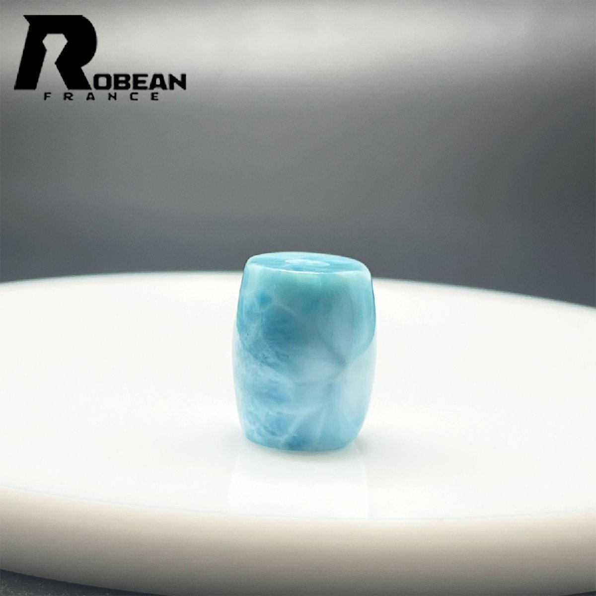 高級 EU製 定価5万円★ROBEAN・チベット天珠★パワーストーン アクセサリー ラリマー 天然石 癒し 平和 お守り 約17.7*14.3mm 1003k133_画像3