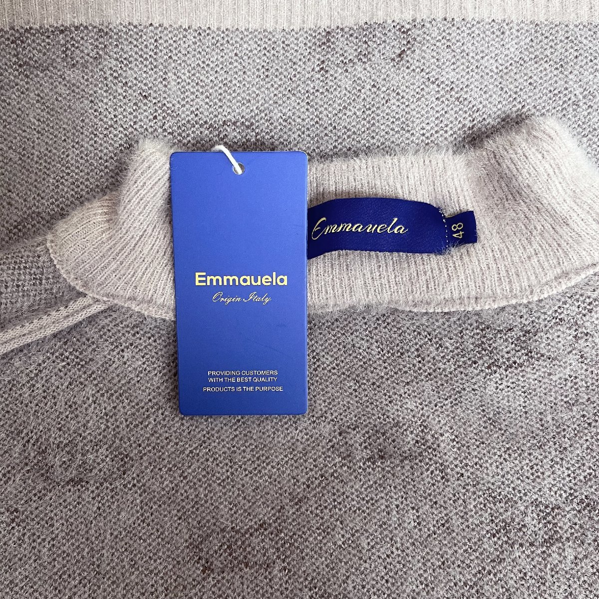 人気・セーター 定価5万◆Emmauela・イタリア・ミラノ発◆ミンク/カシミヤ混 ニット 毛足 防寒 ストレッチ 総柄 シャギー オシャレ L/48_画像8