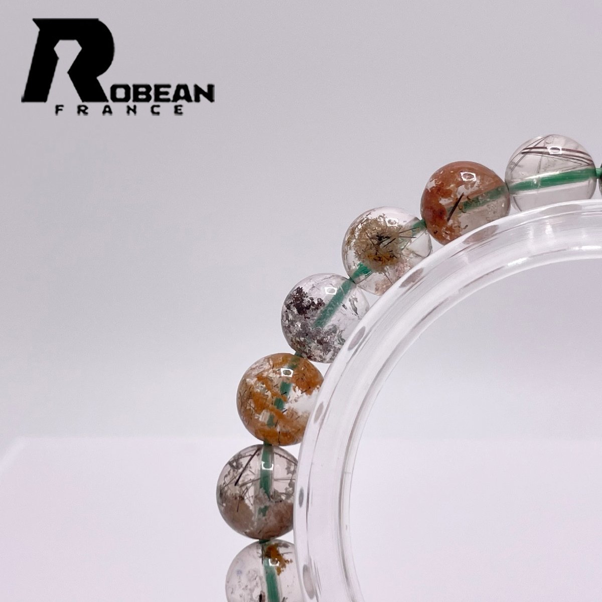 貴重 EU製 定価5万円★ROBEAN・ガーデンルチルクォーツ★パワーストーン ブレスレット 天然石 庭園水晶 浄化 綺麗 8.3-8.7mm 1002H024_画像5