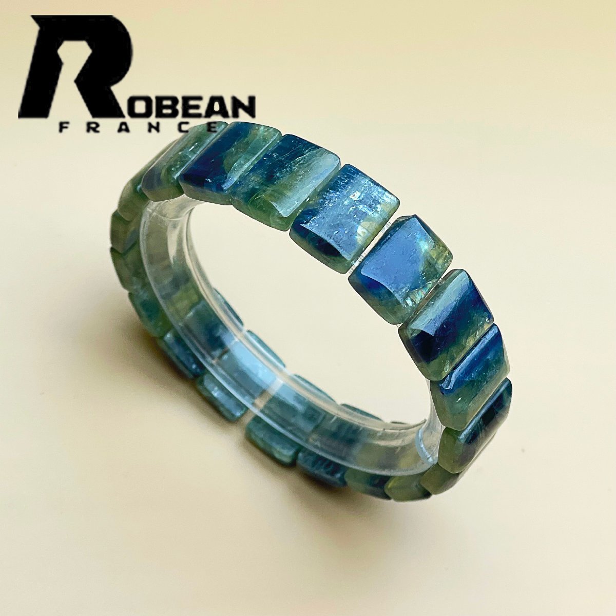 上級 EU製 定価6万円★ROBEAN・ブルーグリーンエンジェルフェザー★ブレスレット アクセサリー パワーストーン 綺麗 13.8*4.4mm 1001G548