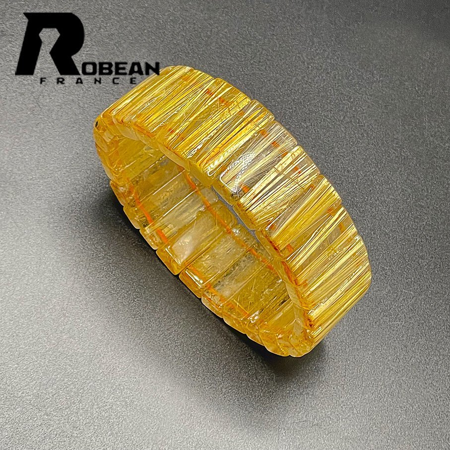 絶賛 EU製 定価22万円★ROBEAN・タイチンルチルバングル★黄金針水晶 ブレスレット パワーストーン 金運 お守り 20.7*6.4mm 1001G604_画像1