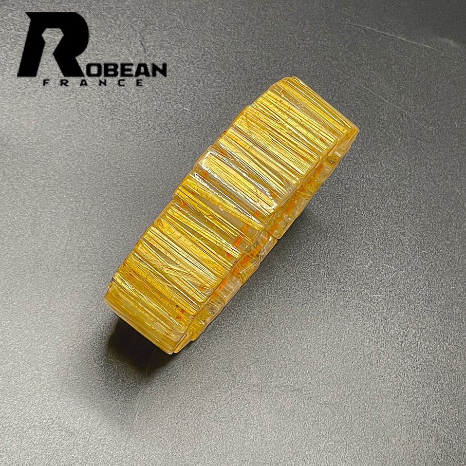 絶賛 EU製 定価22万円★ROBEAN・タイチンルチルバングル★黄金針水晶 ブレスレット パワーストーン 金運 お守り 20.7*6.4mm 1001G604_画像5