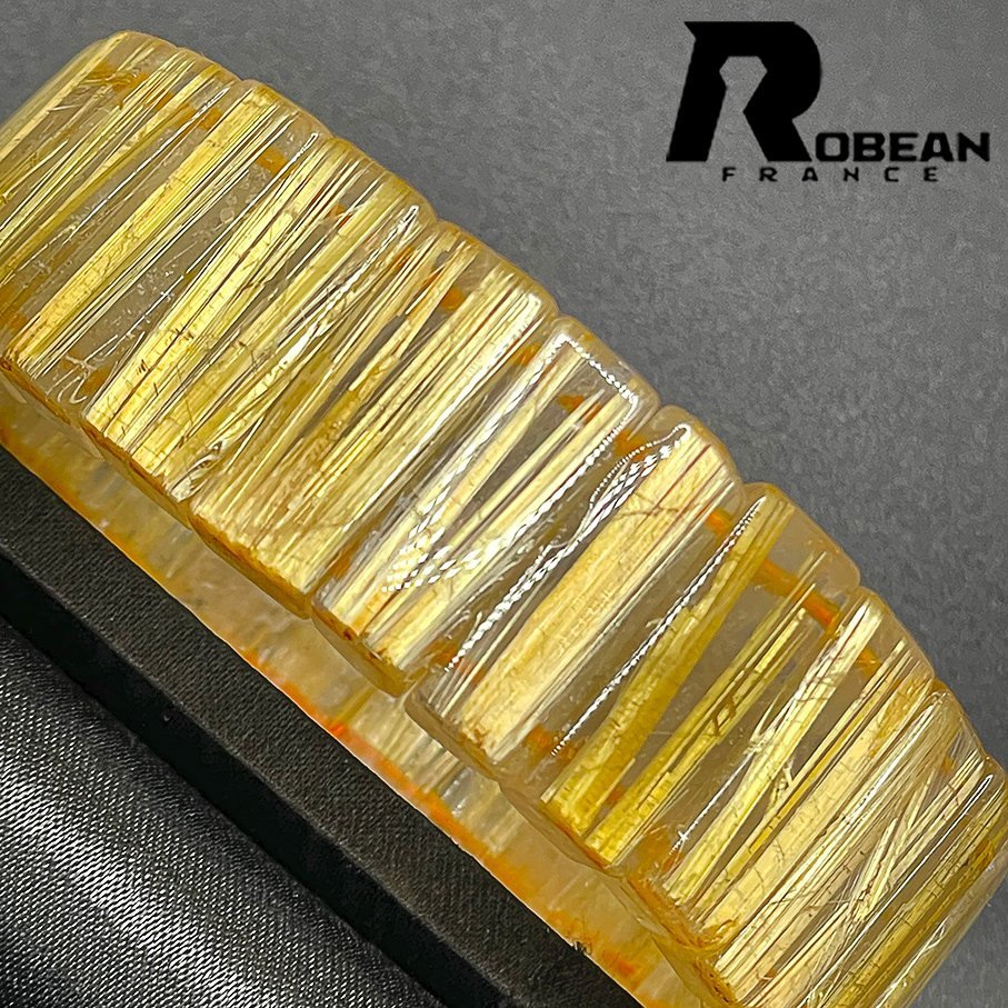 絶賛 EU製 定価22万円★ROBEAN・タイチンルチルバングル★黄金針水晶 ブレスレット パワーストーン 金運 お守り 20.7*6.4mm 1001G604_画像3