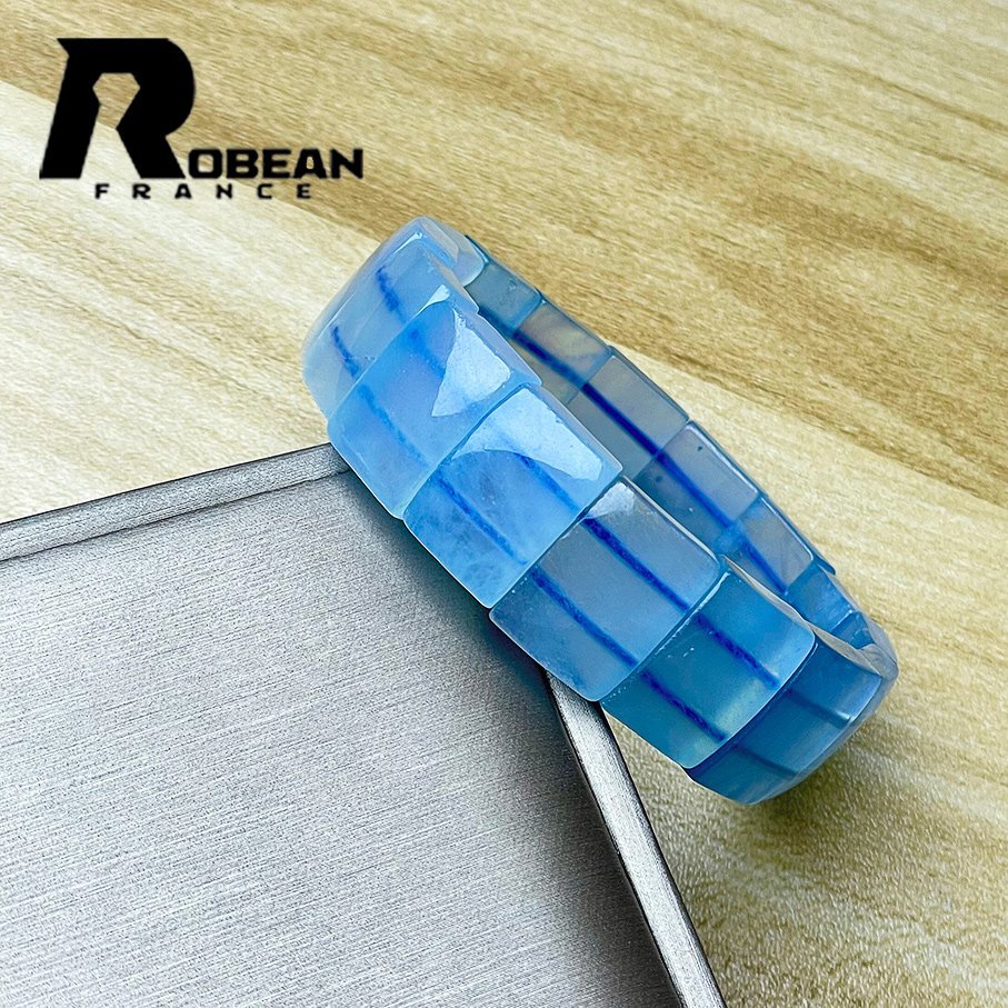 高級 EU製 定価5万円★ROBEAN・スターアクアマリン★パワーストーン ブレスレット バングル 天然石 綺麗 お守り 17.2*5.7mm 1001G467_画像1