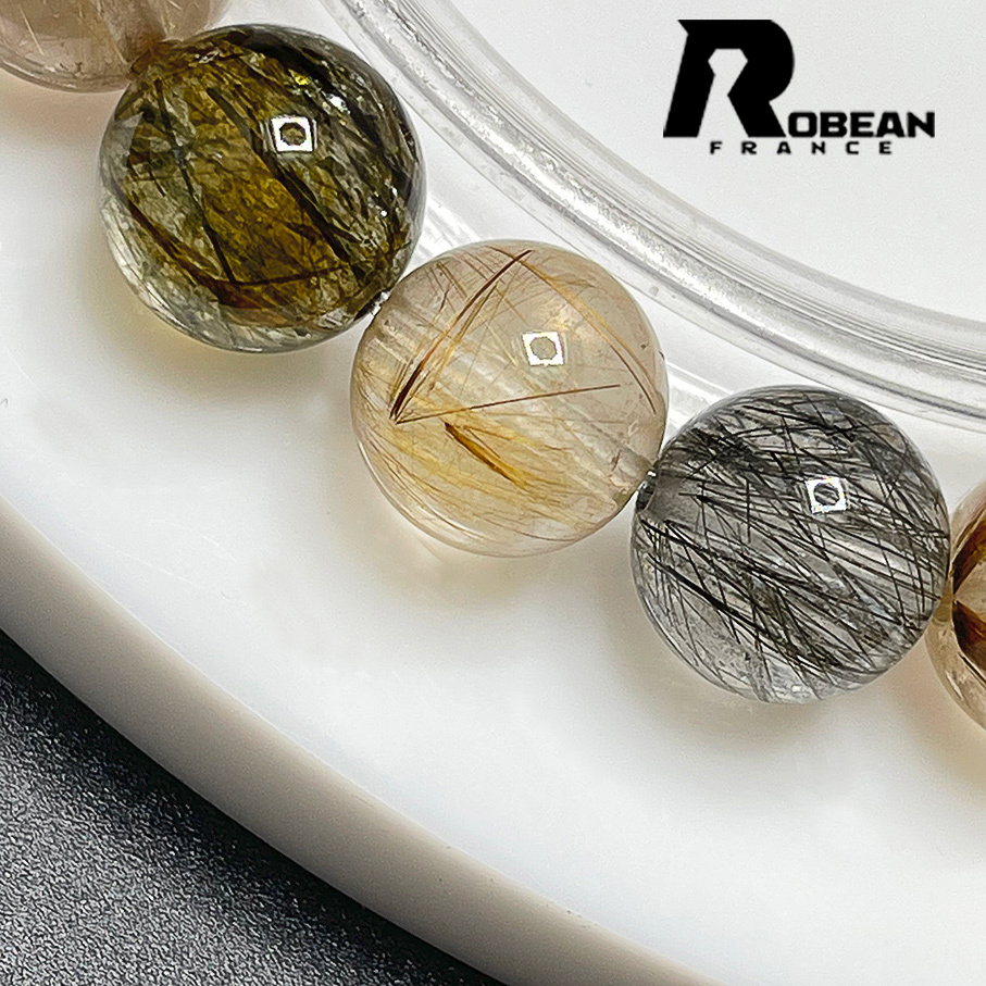 絶賛 EU製 定価7万円★ROBEAN・シルバールチル カラフル★パワーストーン ブレスレット 銀針水晶 天然石 原石 綺麗 9.5-10.1mm 1001G741_画像4