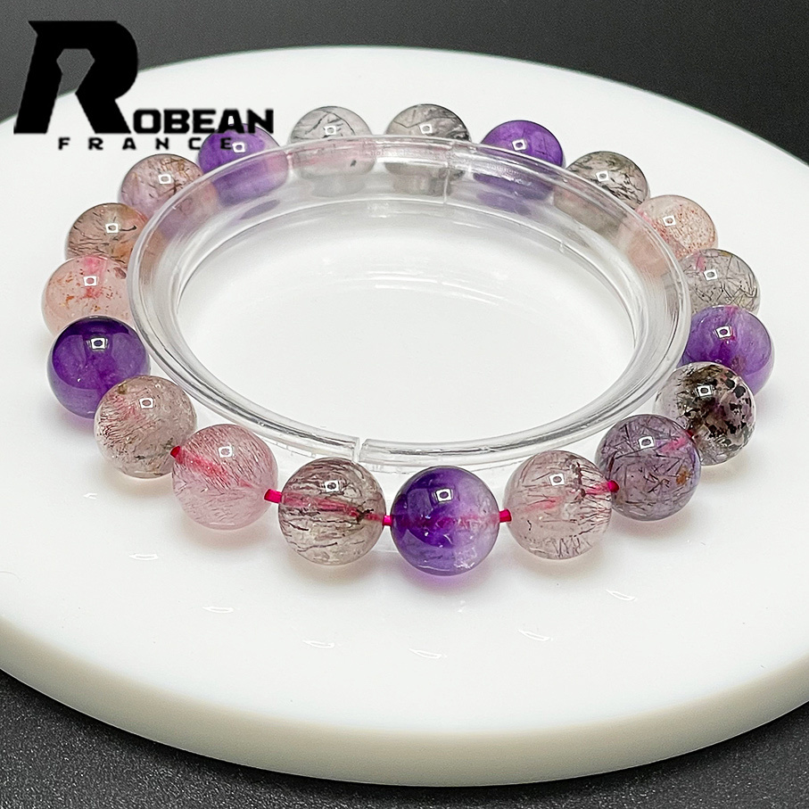 綺麗 EU製 定価5万円★ROBEAN・スーパーセブン★パワーストーン ブレスレット 天然石 原石 お守り プレゼント 9.6-10.2mm 1001G482_画像1